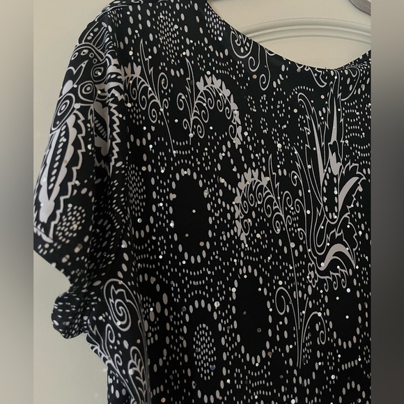 Brittany Black Draped Neck short sleeve Sequined Blouse Black Women’s 2X - Picture 13 of 16